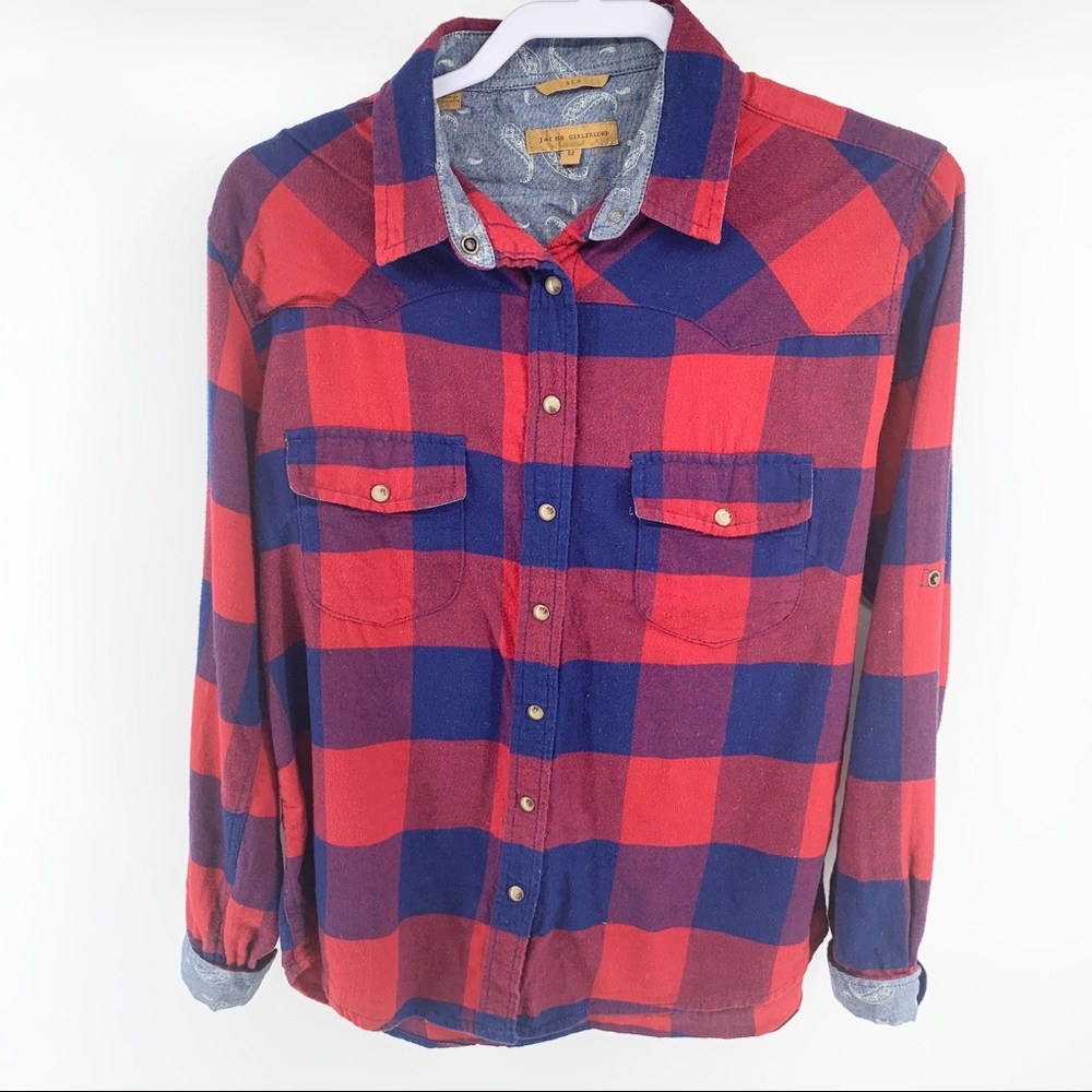 JACH red & blue button down flannel shirt